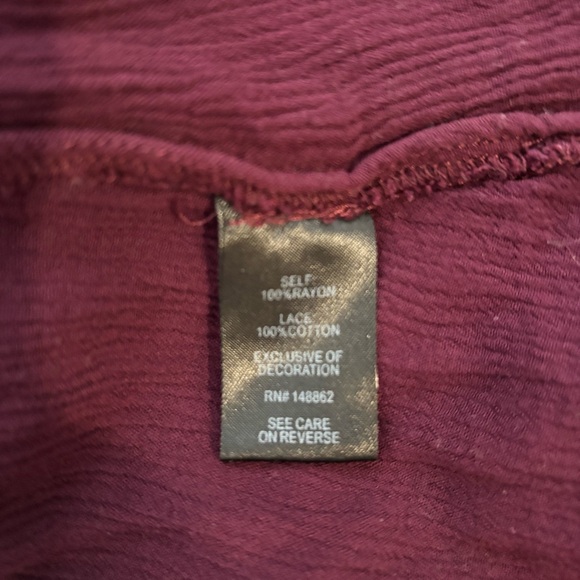 Torrid Burgundy Long Sleeve Blouse with Crochet and Lace Detail - Picture 5 of 5